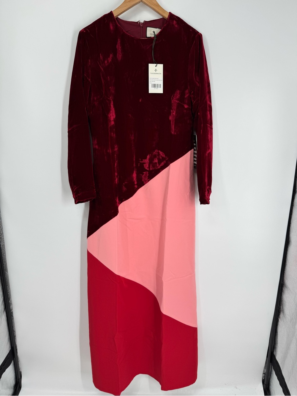 NWT Tuckernuck Colorblocked Tricolor Velvet Maxi Dress Size M - Picture 2 of 13